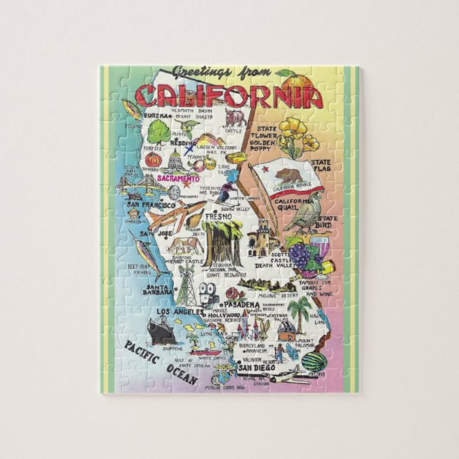 Puzzle Cartes Postales Illustrées Californie Jigsaw Puzzl (Vertical)