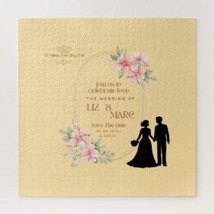 Puzzle Carton d'invitation de mariage floral élégant