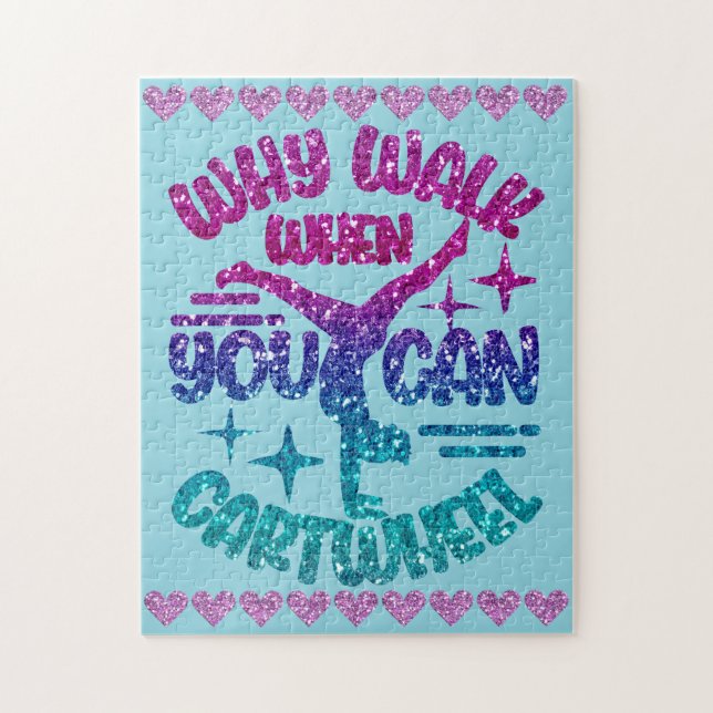 Puzzle Cartwheel Love Pastel Magenta Purple Turquoise (Vertical)