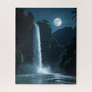 Puzzle Cascade Lune - Paysage nocturne cinématique