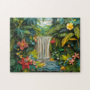 Puzzle Cascade tropical dans un style vibrant de quilling