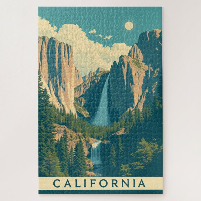 Puzzle Cascade Yosemite Vintage Rétro (Vertical)