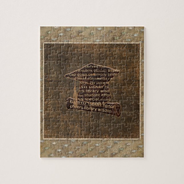 Puzzle Casquette d'obtention du diplôme et diplôme, (Vertical)