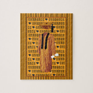 Puzzle Casquette orange, noir et blanc de diplômé,