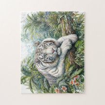Casse-tête aquarelle Jungle au Tigre Blanc