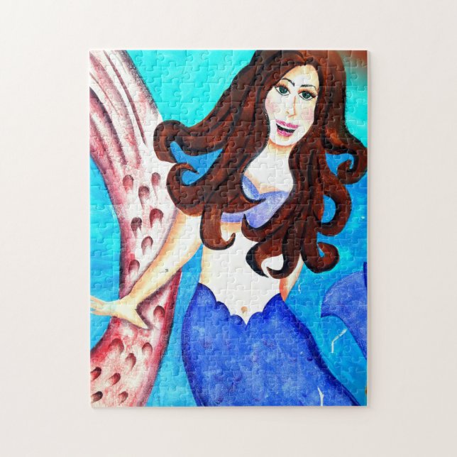 Puzzle casse-tête brunette mermaid (Vertical)