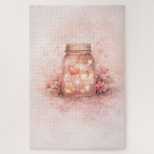 Puzzle Casse-tête de coeurs de pot Mason romantique