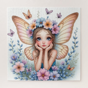 Puzzle Casse-tête de Fée à Couronne de Fleurs Rêveuse
