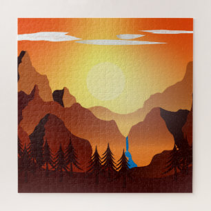 Puzzle casse-tête de la scène "Coucher de soleil en zone