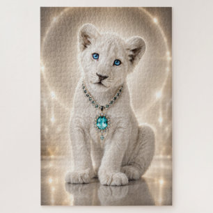 Puzzle Casse-tête Héritage Royal Lion Blanc Saphir Bleu