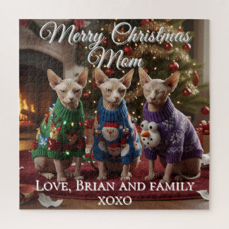 Puzzle Casse-tête personnalisé de Noël drôle de chats Sph