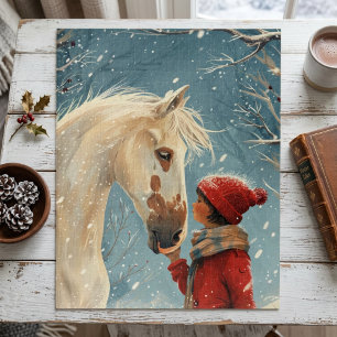 Puzzle Casse-tête Scène hivernale Cheval et Fille Magnifi
