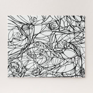 Puzzle casse-tête UNIQUE art linéaire dessiné à la main,