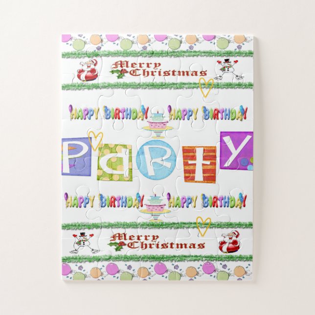 Puzzle Casse-têtes Coloré Joyeux Anniversaire Joyeux Noël (Vertical)
