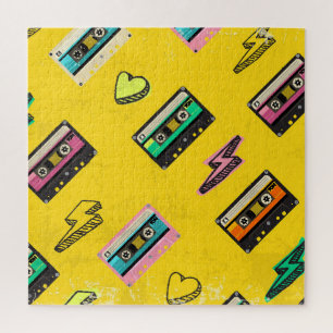 Puzzle Cassette rétro : Design de Love Party des années 8