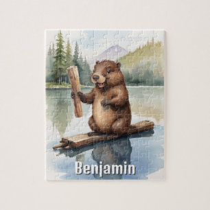 Puzzle Castor mignon avec Stick Kids Personnalisé