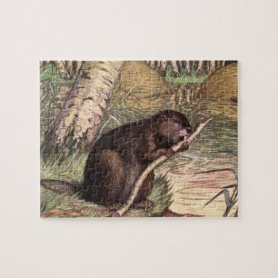 Puzzle Castor par Louis Sargent, Animaux sauvages vintage