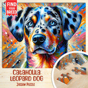 Puzzle Catahoula Leopard Dog Portrait Acrylique Art Impri