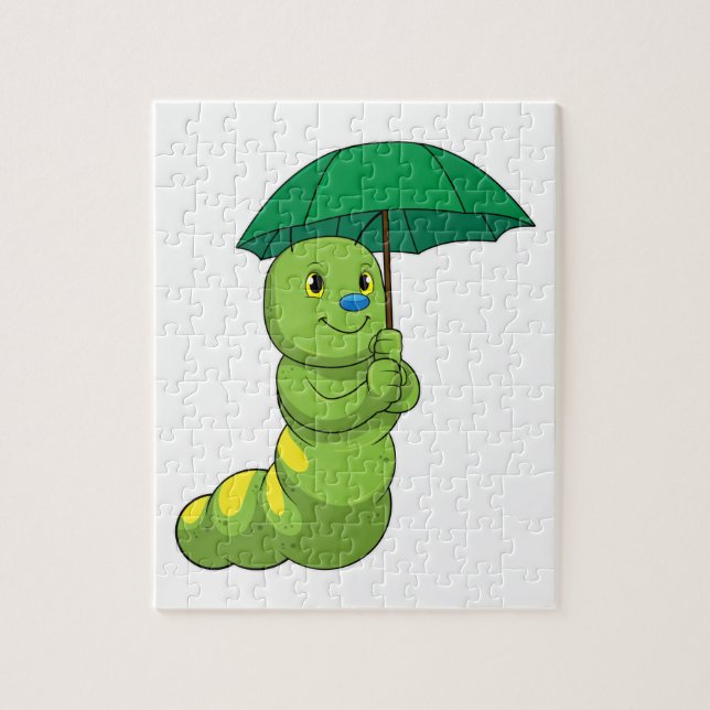 Puzzle Caterpillar à la pluie avec parapluie (Vertical)