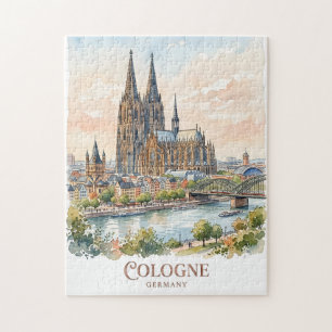 Puzzle Cathédrale de Cologne Allemagne Aquarelle Ciel de
