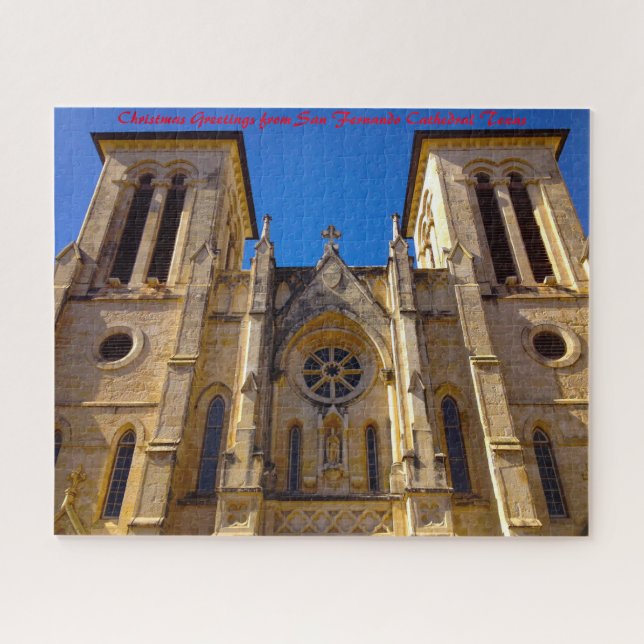 Puzzle Cathédrale San Fernando Texas.Salutations de Noël (Horizontal)