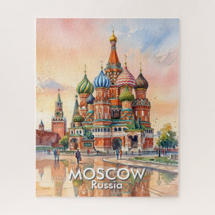 Puzzle Cathédrale sur mesure Moscou Russie Aquarelle Voya