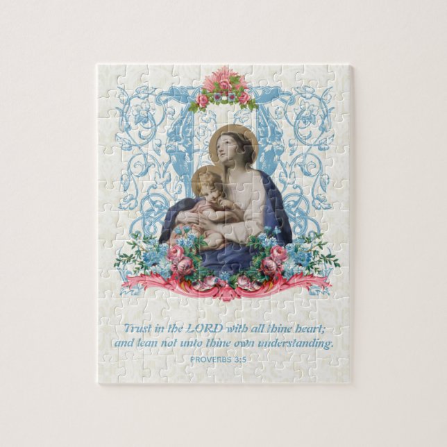 Puzzle Catholique Vierge Marie Écriture Jésus Citation (Vertical)