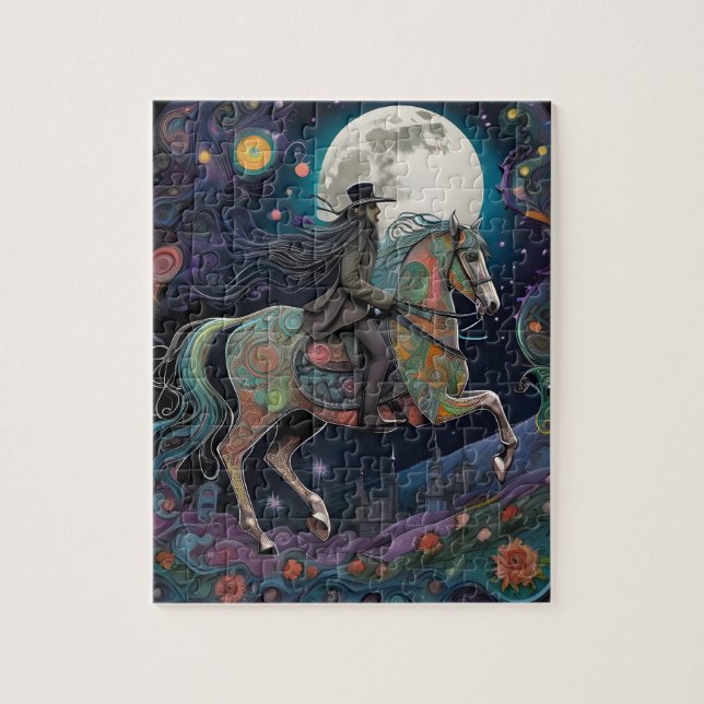 Puzzle Cavalier de la pleine lune Halloween (Vertical)