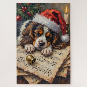 Puzzle Cavalier King Charles dormant sur des chants de No
