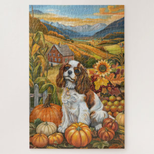 Puzzle Cavalier King Charles Espaniel Automne Thanksgivin
