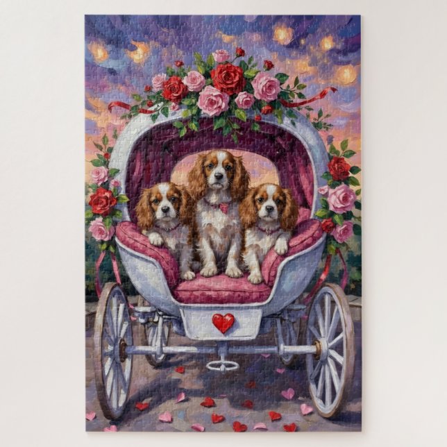 Puzzle Cavalier King Charles Spaniel Dog Valentine's Day (Vertical)