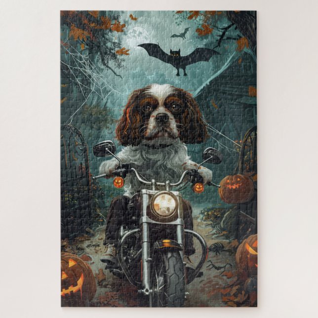 Puzzle Cavalier King Charles Spaniel Halloween Épouvantab (Vertical)