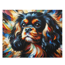 Cavalier King Charles Spaniel Noir et Feu Art
