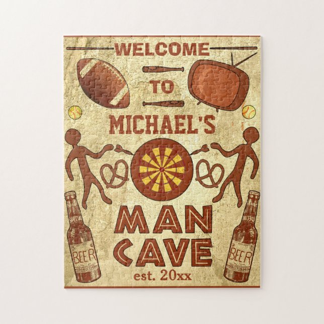Puzzle Caverne drôle d'homme avec votre coutume nommée (Vertical)