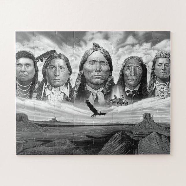 Puzzle Célèbres Indiens d'Amérique Chiefs Indiens Peintur (Horizontal)