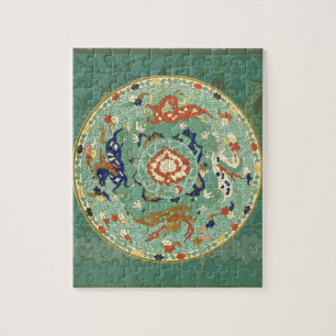 Puzzle Cercle chinois antique bleu vert