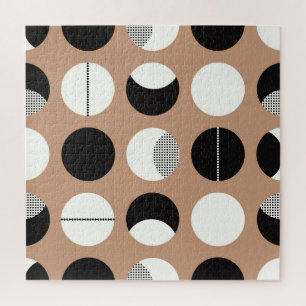 Puzzle Cercles noirs, blancs, arrière - plans bruns.