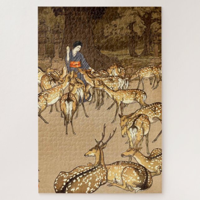 Puzzle Cerf au Sanctuaire Kasuga Yoshida Hiroshi 1928 (Vertical)