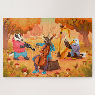 Puzzle Cerf Blaireau Aigle Musique Automne Action de grâc