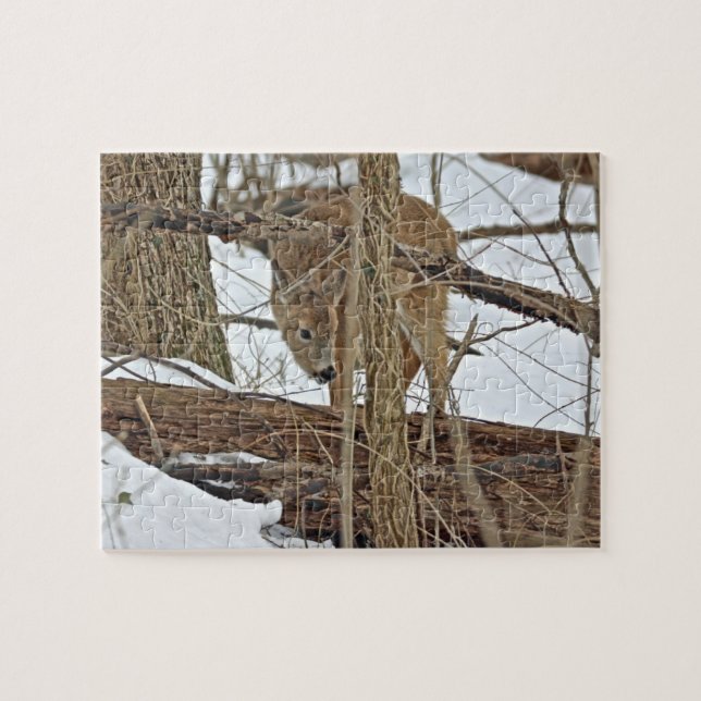 Puzzle Cerf Blanc En Neige (Horizontal)