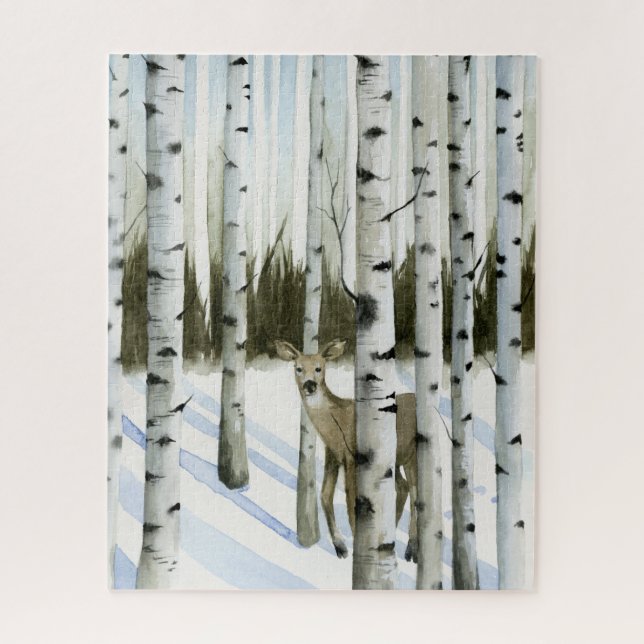 Puzzle Cerf en chute de neige (Vertical)