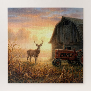 Puzzle Cerf majestueux au lever du soleil en campagne