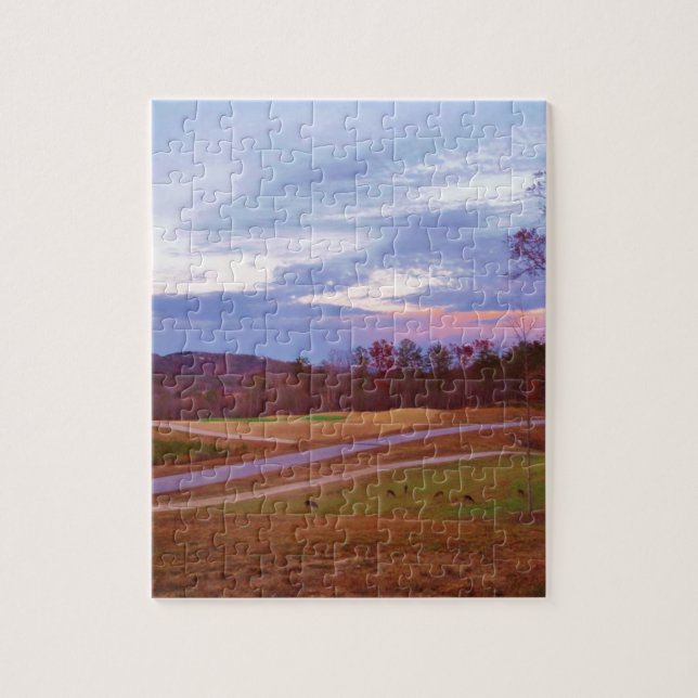 Puzzle Cerf sur le golf au coucher du soleil (Vertical)