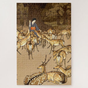 Puzzle Cerfs au sanctuaire Kasuga Yoshida Hiroshi 1928