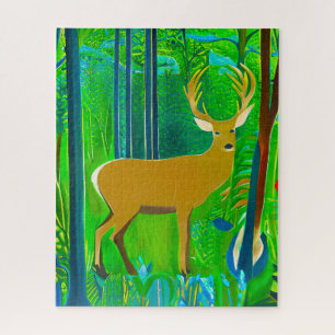 Puzzle Cerfs dans un cadre forestier imaginaire 