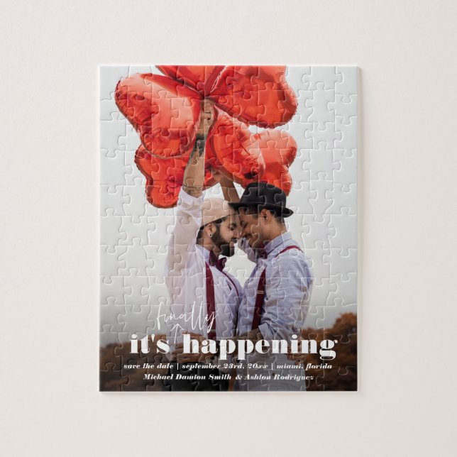 Puzzle C'est en train d'arriver | Enregistrez la date de  (Vertical)