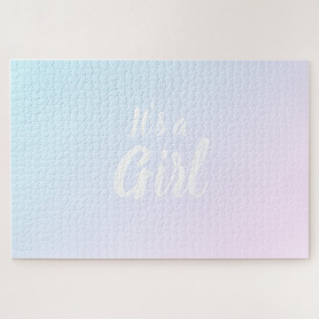 Puzzle C'est une fille rose dégradé bleu révéler sexe (Horizontal)