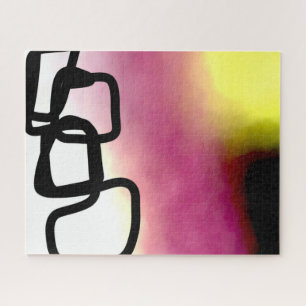 Puzzle Chaîne de blocage : Abstrait rose, jaune, noir et