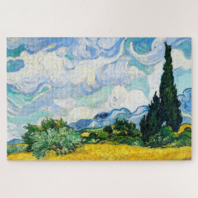 Puzzle Champ de blé Vincent Van Gogh avec Cyprès (Horizontal)