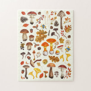 Puzzle Champignons sauvages sur blanc